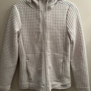 NOBULL  white full zip waffle knit jacket with hood size xs